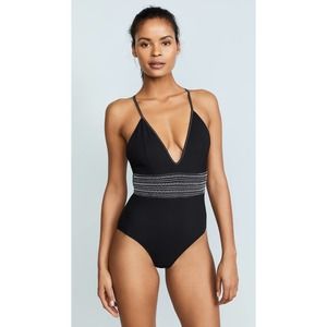 Kisuii Eden Plunge One Piece Swimsuit Black XS